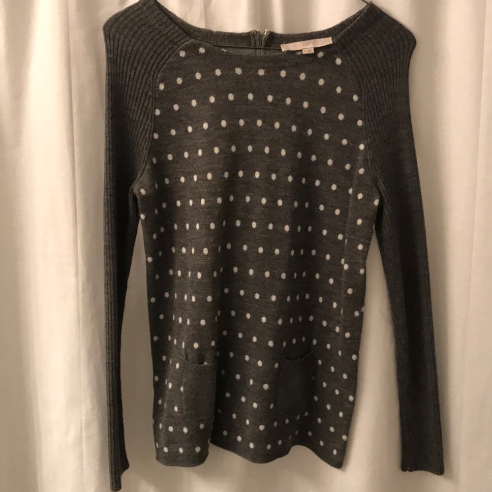 LOFT polka dot Sweater with zipper back